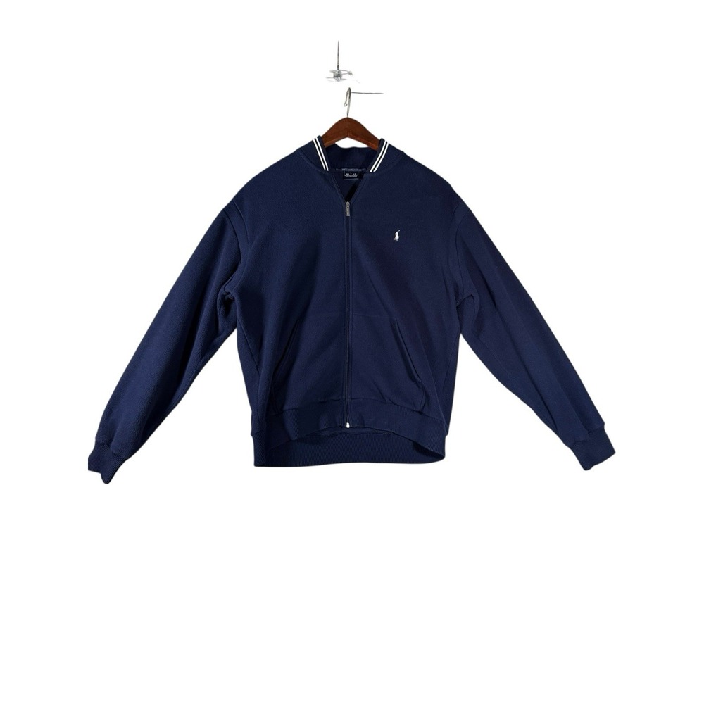 Vintage Ralph Lauren Sport Men's L Navy‎ Full Zip Fleece Jacket Embroidered Pony